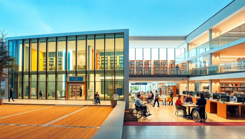 Доступная архитектура и дизайн для людей с ограничениями - иллюстрация