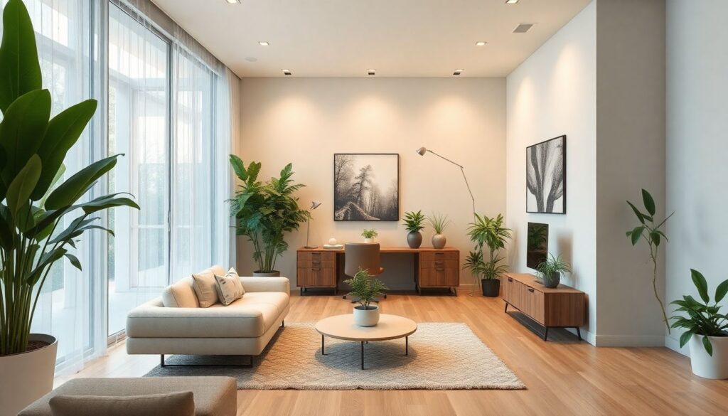 Элементы биофильного дизайна в современном интерьере - иллюстрация