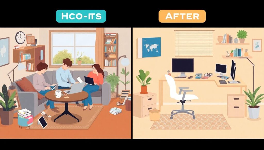 Эргономика рабочих зон в домашних офисах - иллюстрация